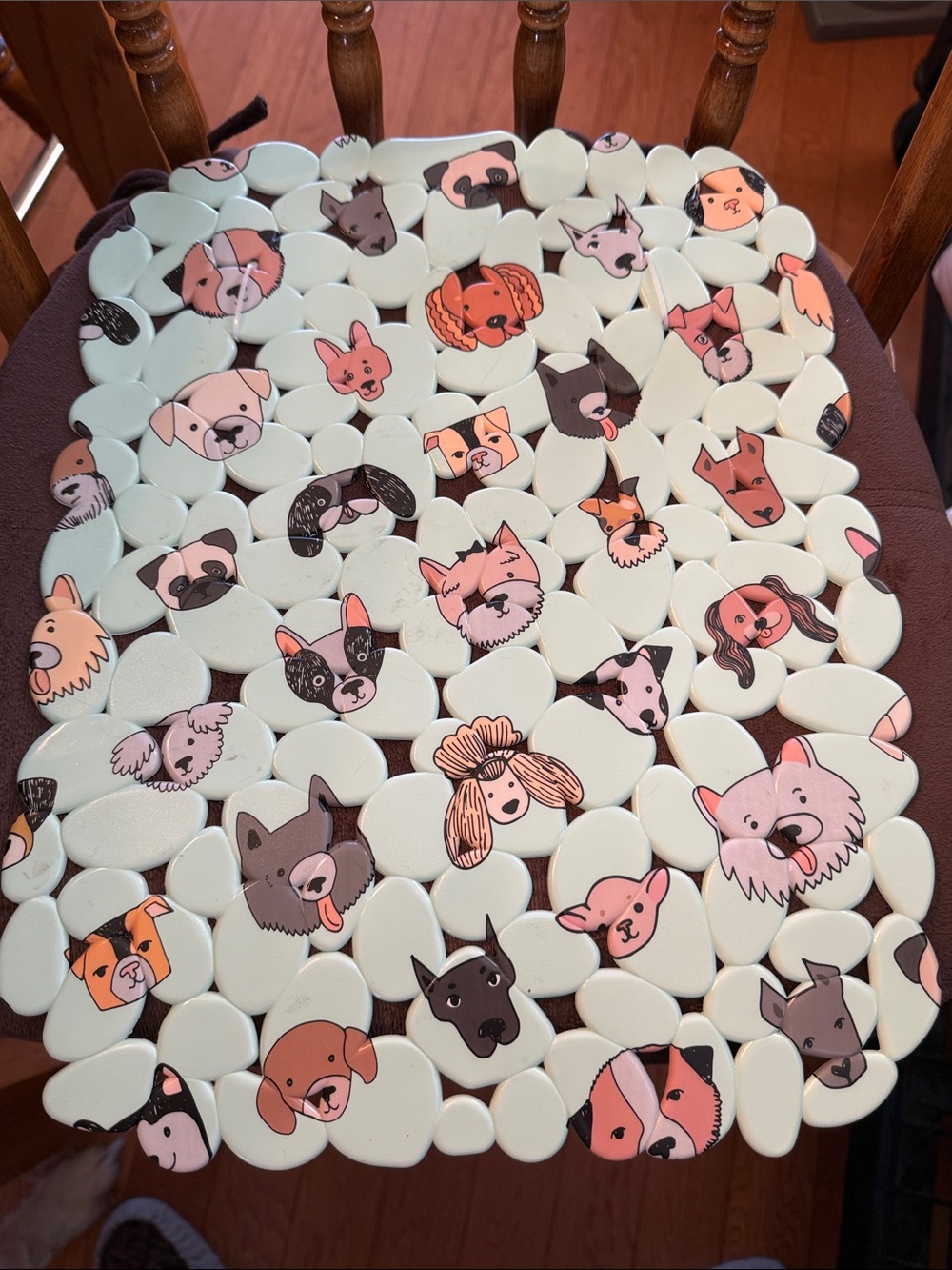 Cute Dog Face Anti-Slip Sink Mat in Mint & Pink